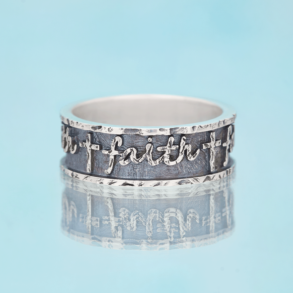 Faith Cross Sterling Silver Band Ring