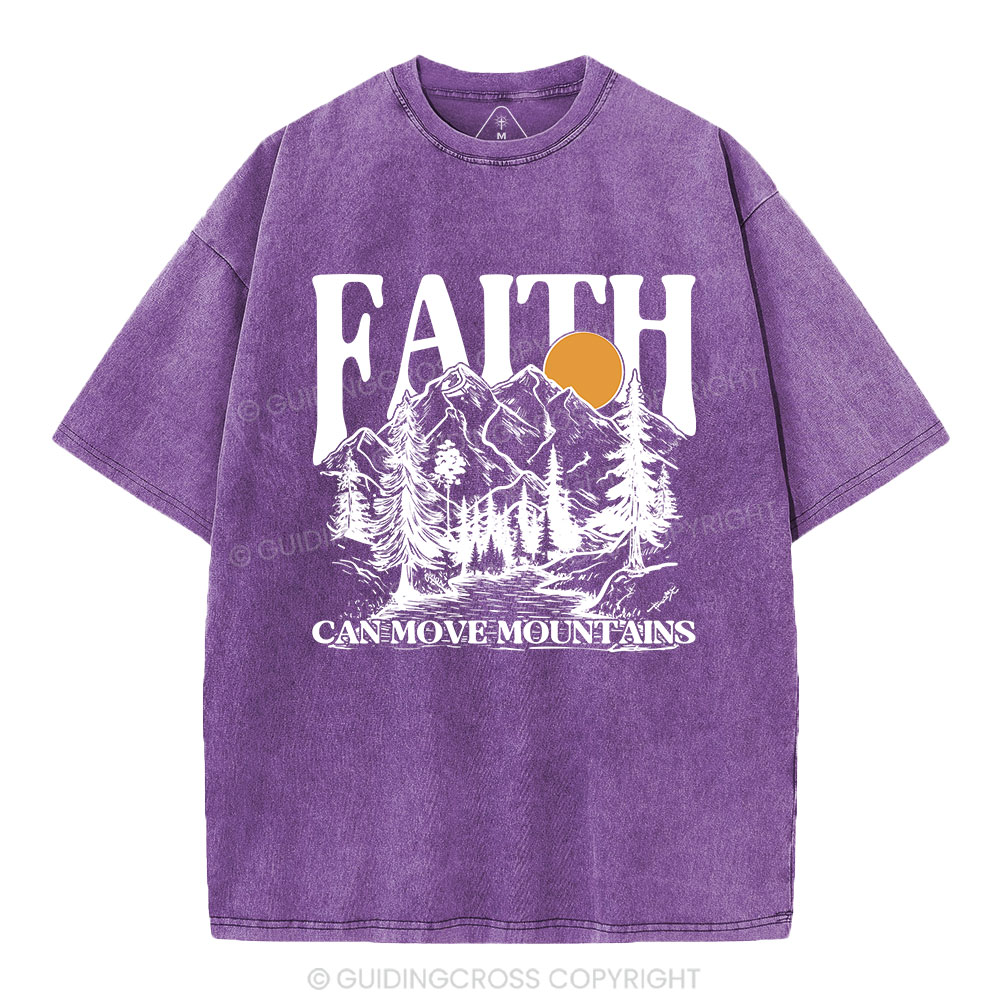 Faith Can Move Mountains Christian Washed T-Shirt