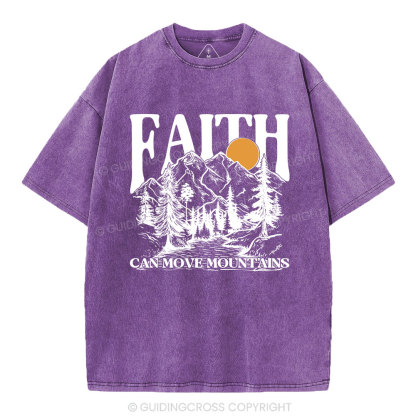 Faith Can Move Mountains Christian Washed T-Shirt