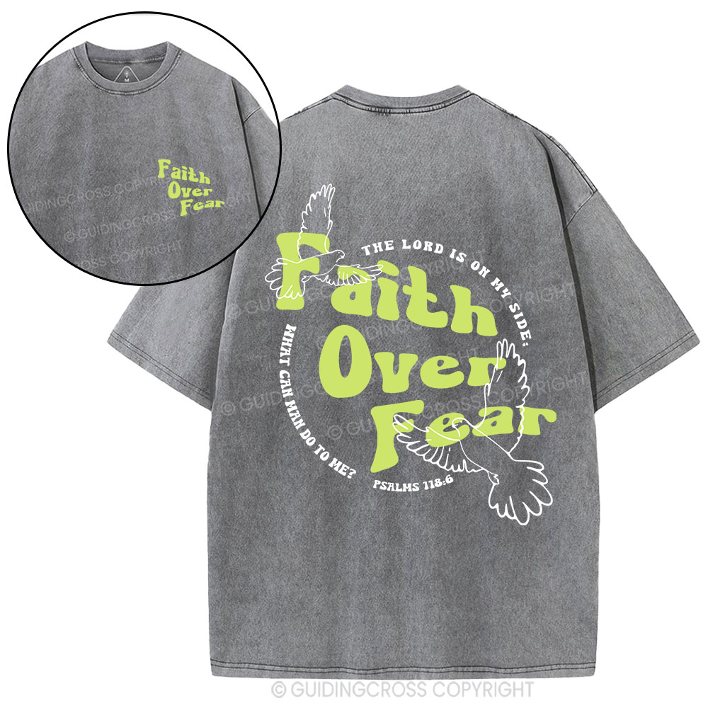 Faith Over Fear Dove Christian Washed T-Shirt