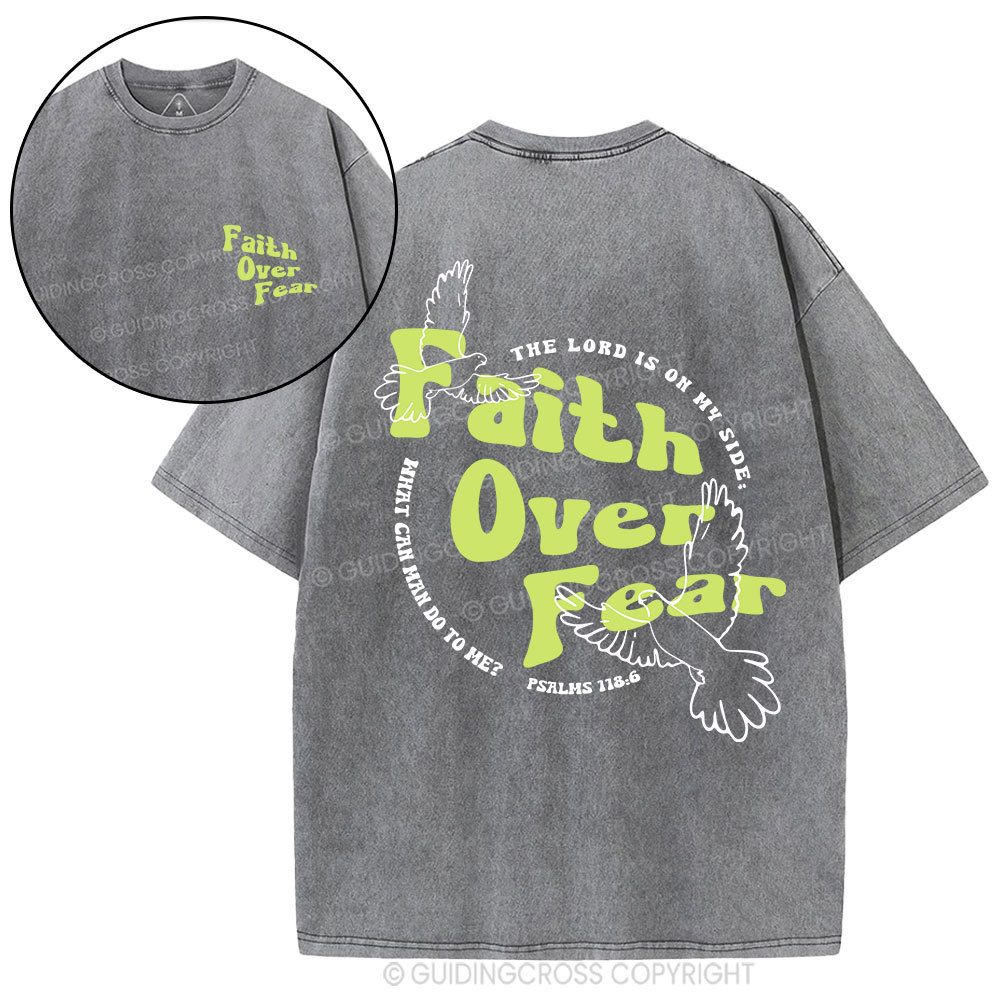 Faith Over Fear Dove Christian Washed T-Shirt
