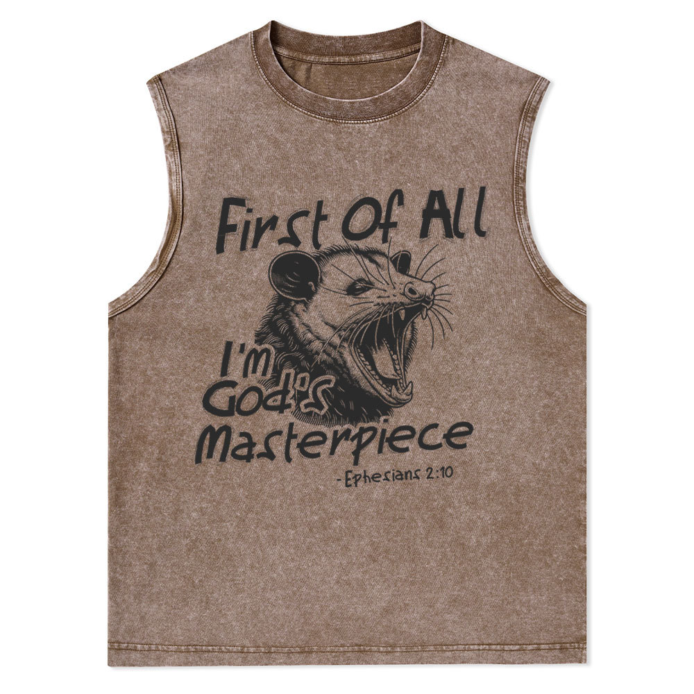 First Of All I'm God's Masterpiece Christian Washed sleeveless Tee