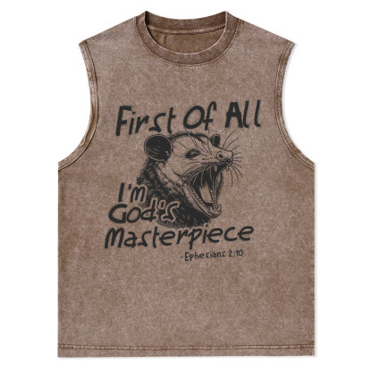 First Of All I'm God's Masterpiece Christian Washed sleeveless Tee