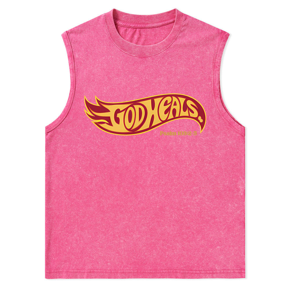 God Heals Christian Washed sleeveless Tee