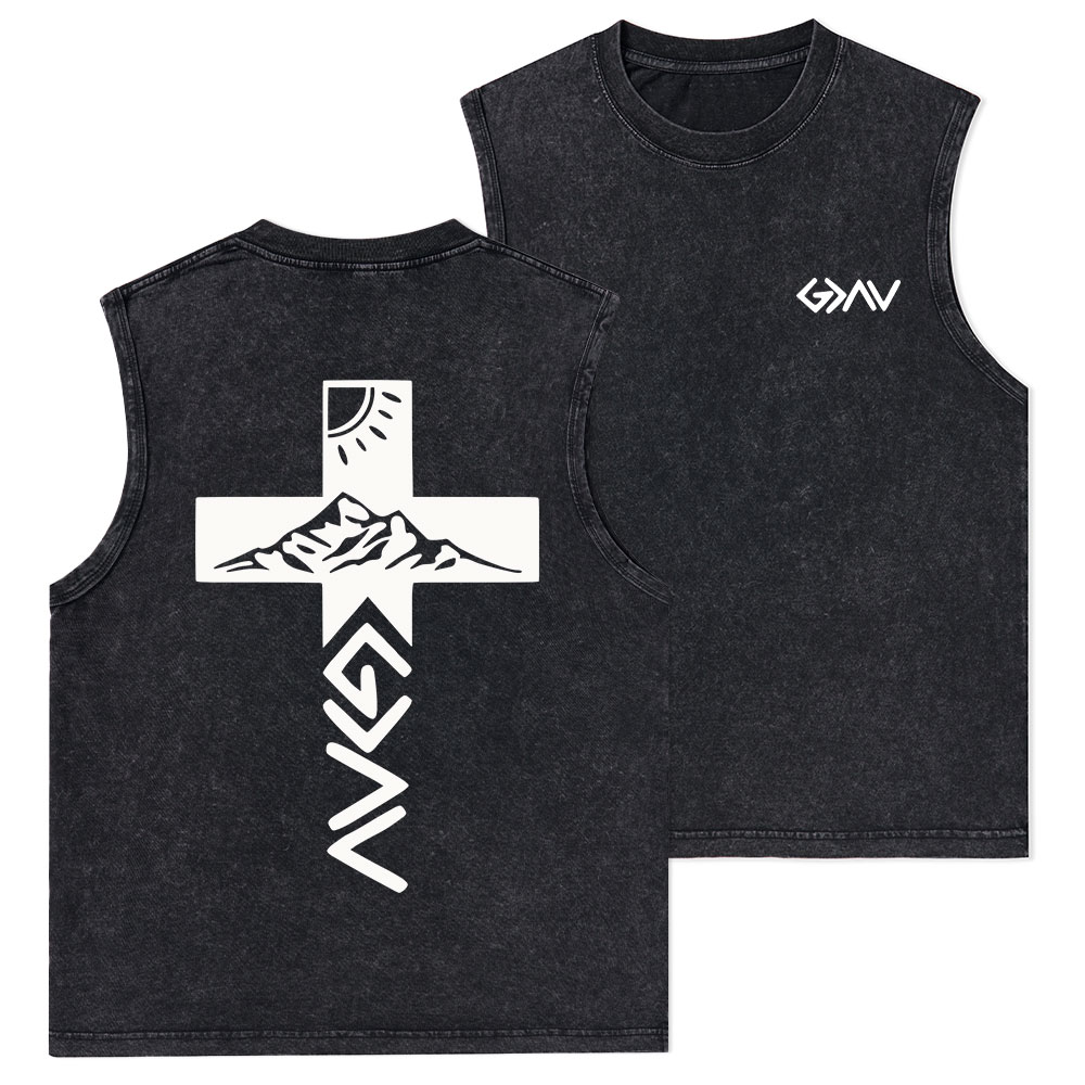 God Is Greater Than The Highs And Lows Christian Washed sleeveless Tee