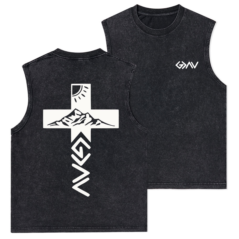God Is Greater Than The Highs And Lows Christian Washed sleeveless Tee
