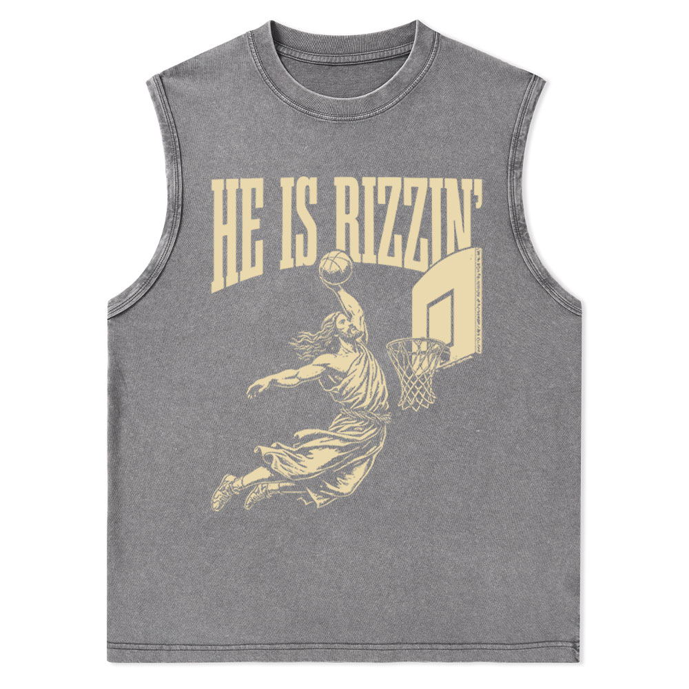 He Is Rizzin Christian Washed sleeveless Tee