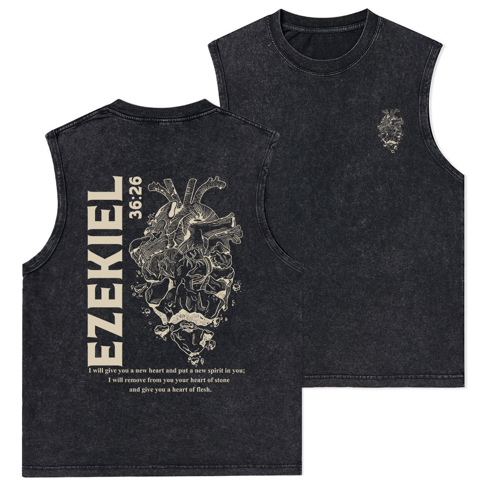I Will Give You A New Heart And Put A New Spirit Christian Washed sleeveless Tee