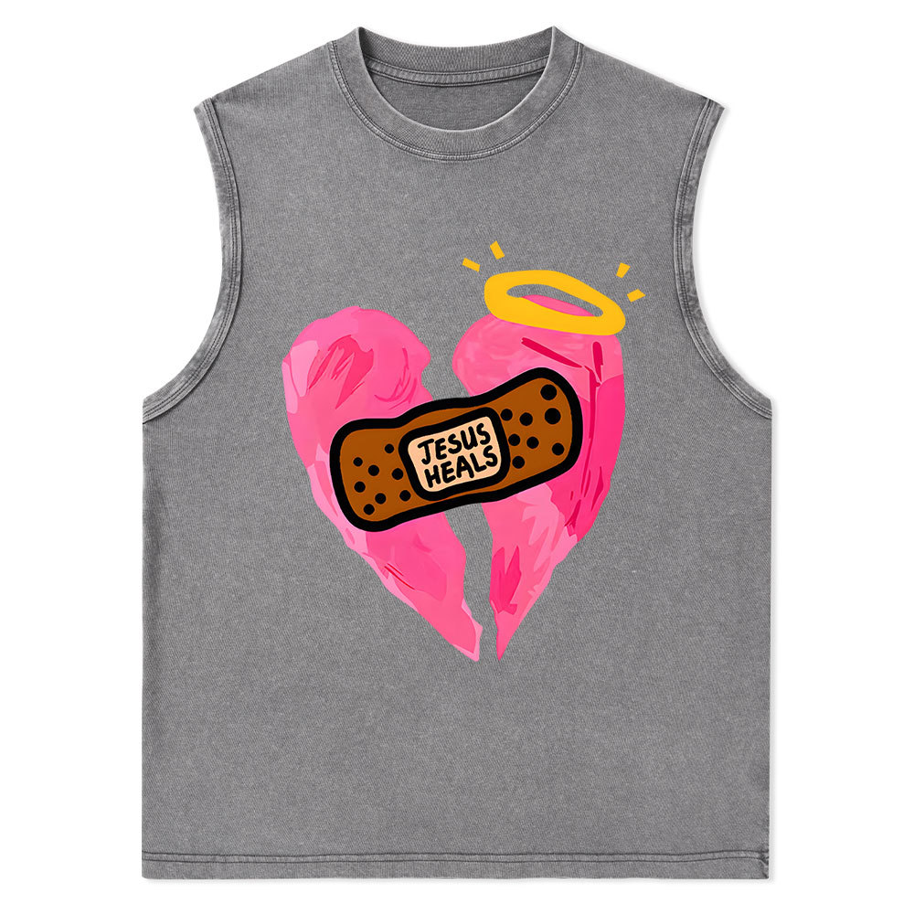 Jesus Heals Christian Washed sleeveless Tee