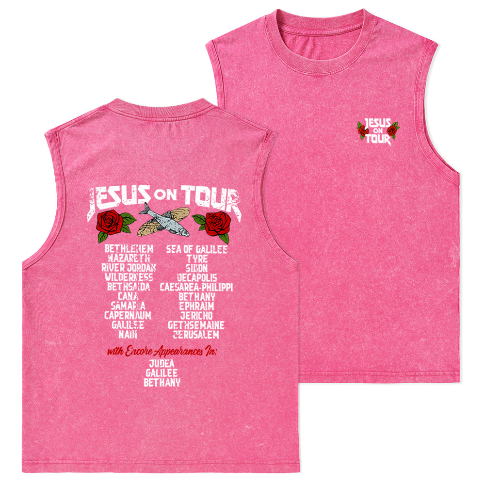 Jesus On Tour Christian Washed sleeveless Tee