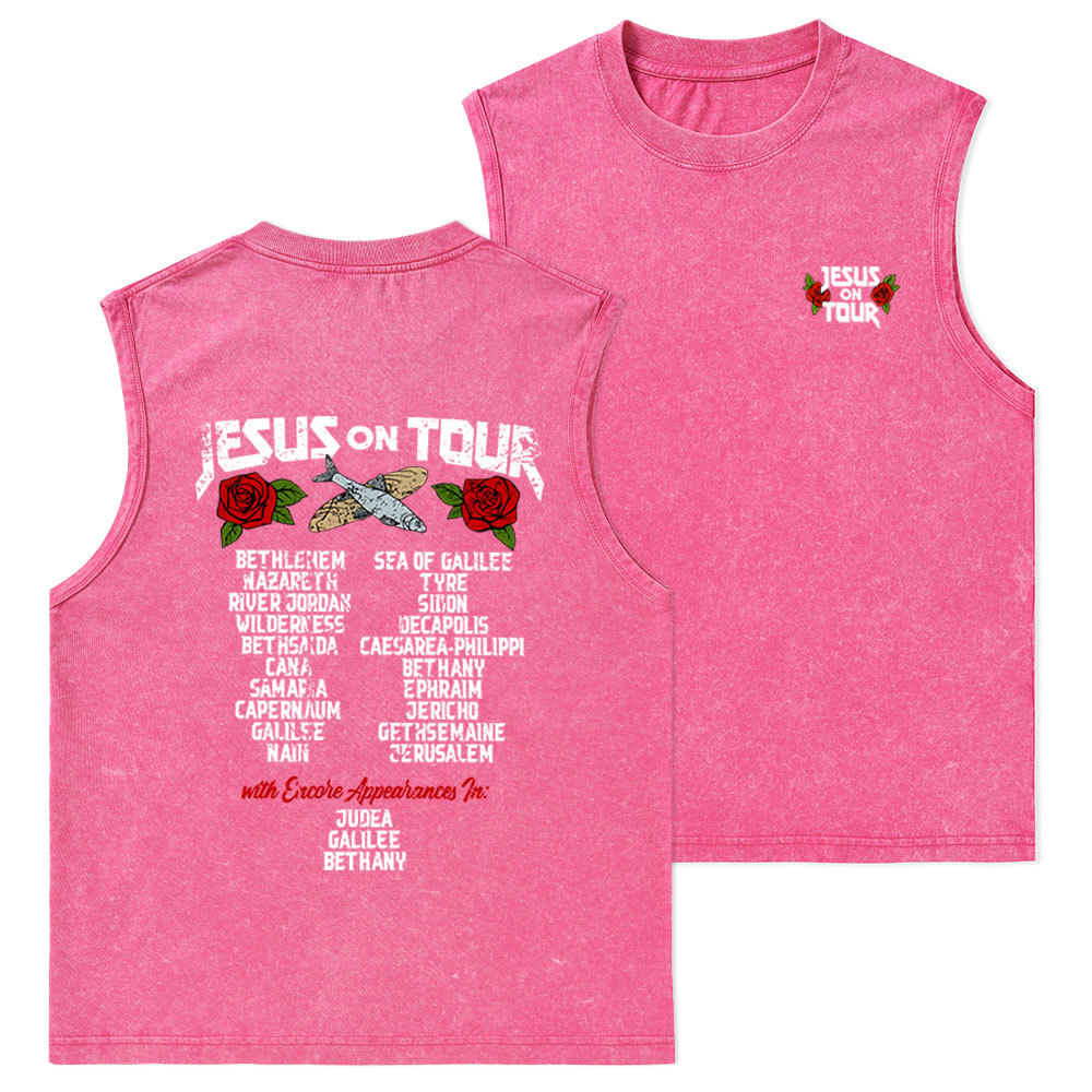Jesus On Tour Christian Washed sleeveless Tee