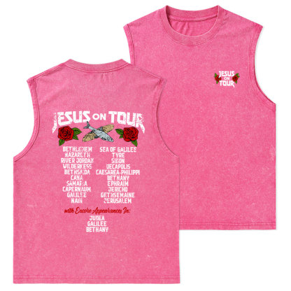 Jesus On Tour Christian Washed sleeveless Tee
