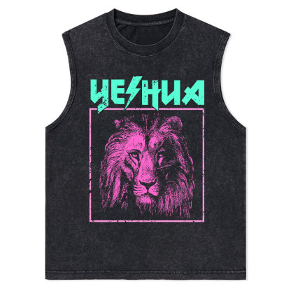 Retro Lion Yeshua Christian Washed sleeveless Tee