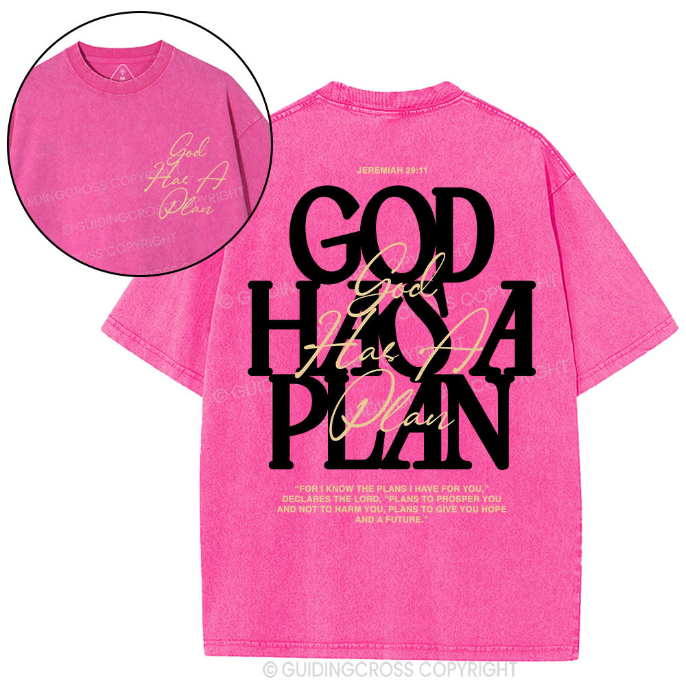 God Has A Plan Christian Washed T-Shirt