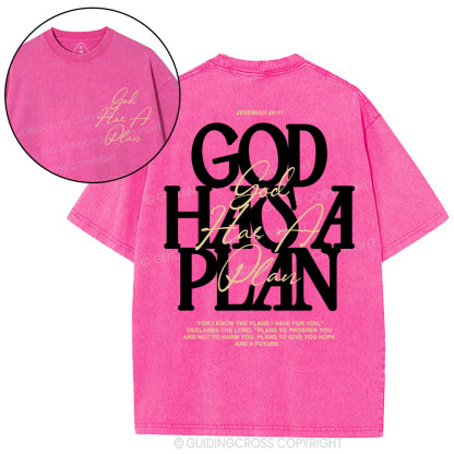 God Has A Plan Christian Washed T-Shirt