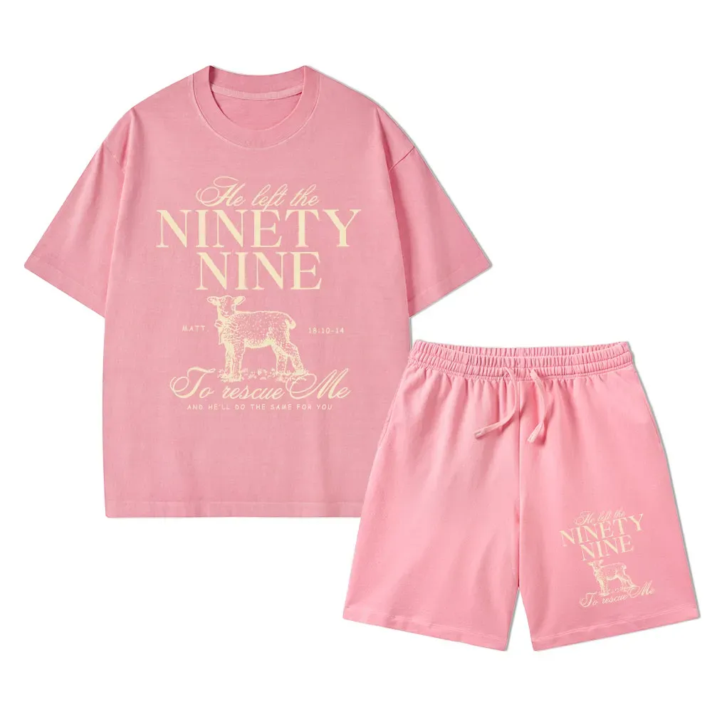 He Left The 99 To Rescues Me Christian Washed T-Shirt & Shorts