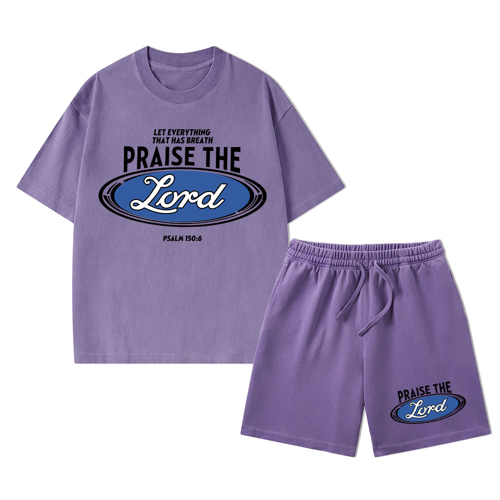Praise The Lord Christian Washed T-Shirt & Shorts