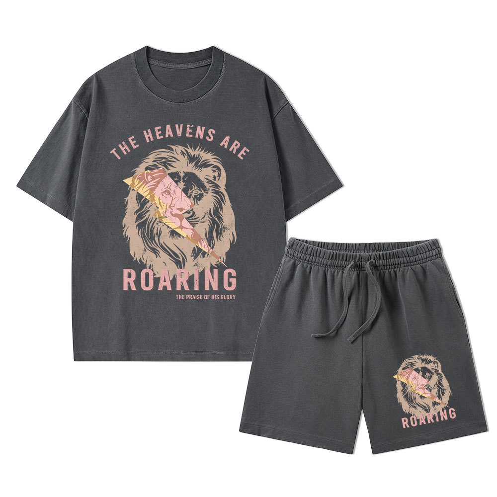 The Heavens Are Roaring Christian Washed T-Shirt & Shorts