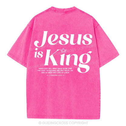 Jesus Is King Christian Washed T-Shirt