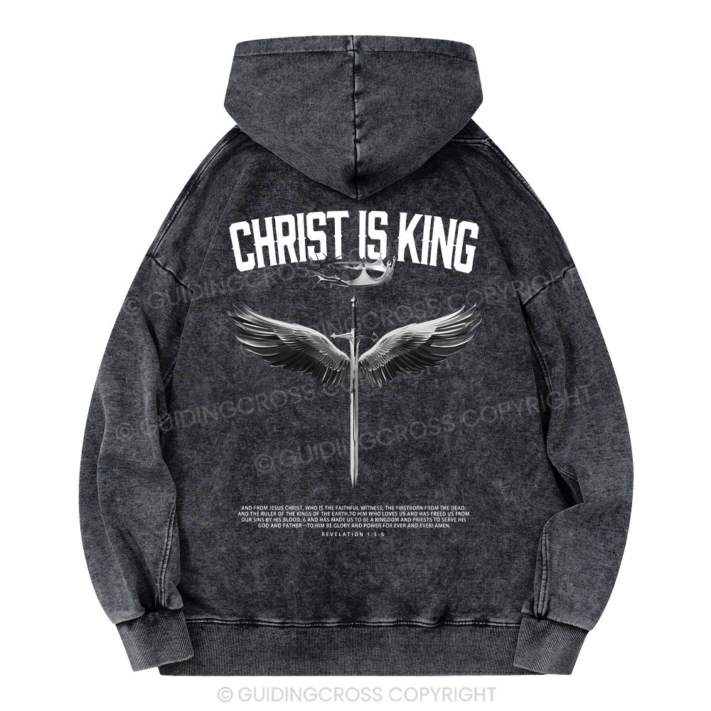 The King Jesus Christian Washed Hoodie Sale - GuidingCross