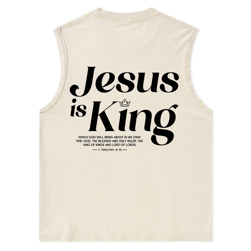 Jesus Is King Christian Washed sleeveless Tee