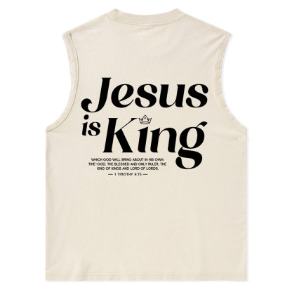 Jesus Is King Christian Washed sleeveless Tee