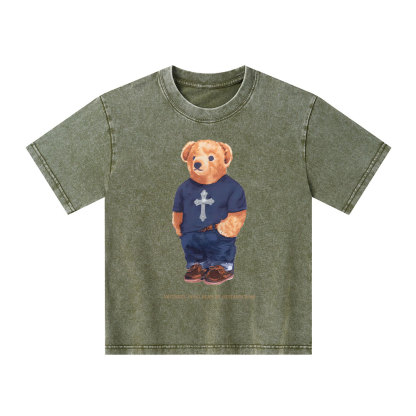 Faithful Polo Bear By Guidingcross Kid Washed T-Shirt