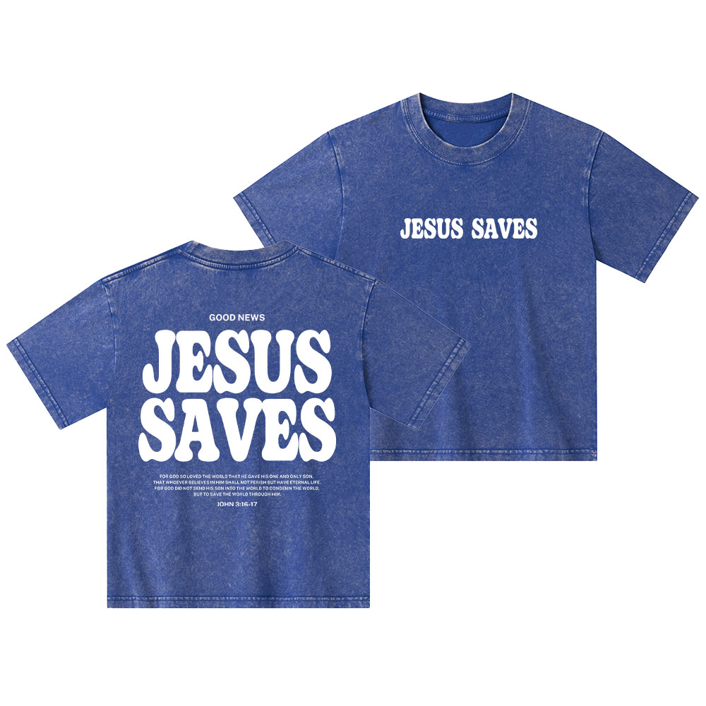Jesus Saves Kid Washed T-Shirt