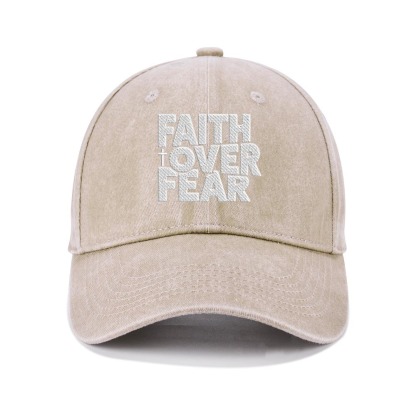 Faith Over Fear Christian Washed Hat