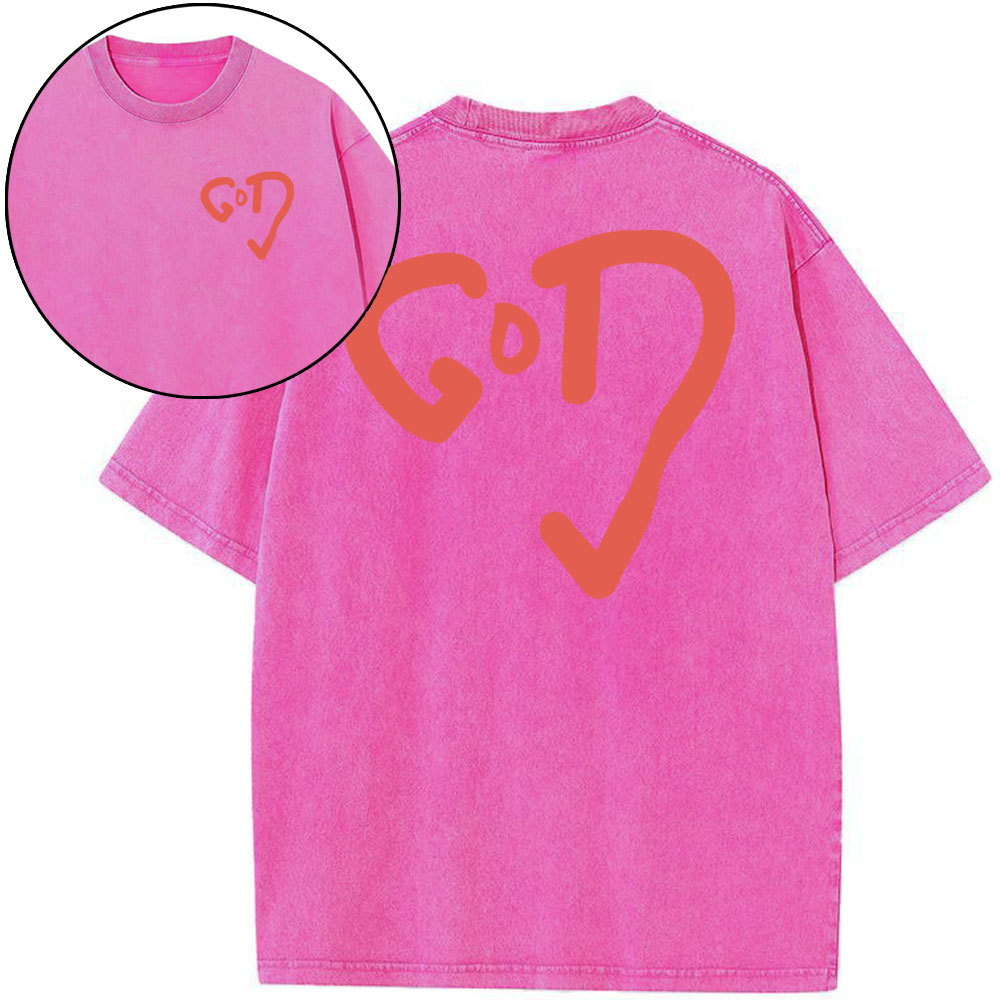 God Heart Christian Washed T-Shirt