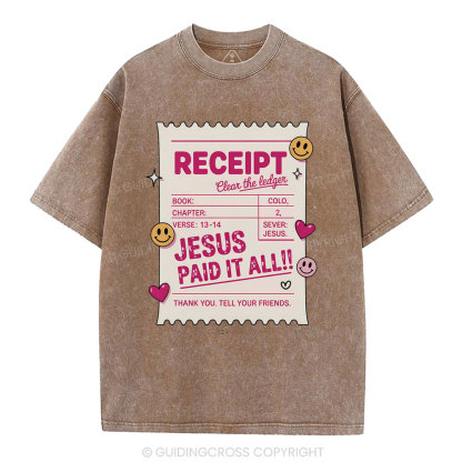 Jesus Paid It All Christian Washed T-Shirt