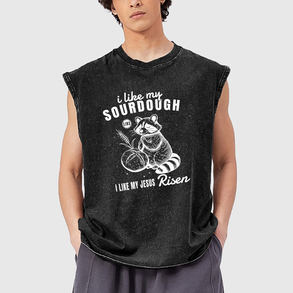 I Like My Jesus Risen Christian Washed Tank Top