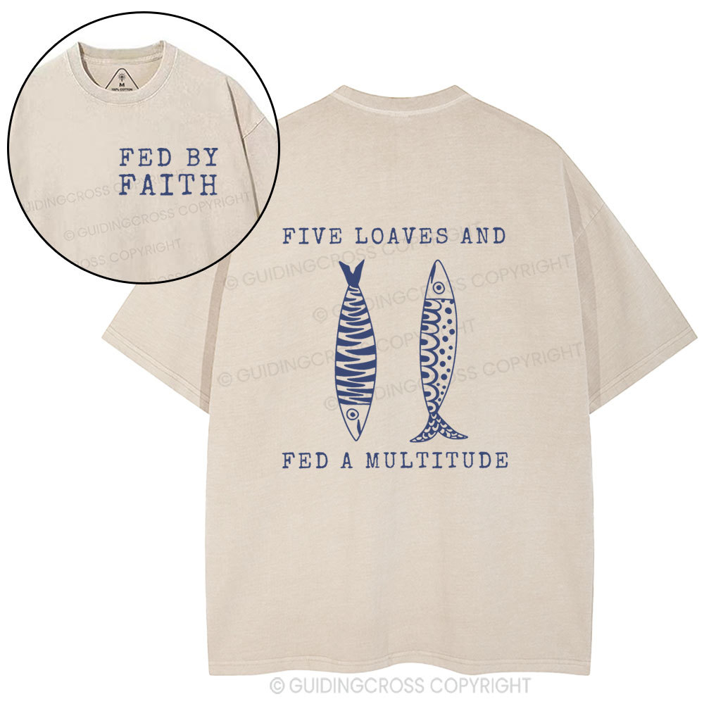 Five Loaves Two Fish Christian Washed T-Shirt