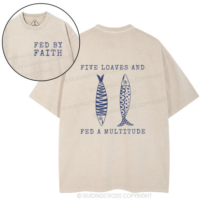 Five Loaves Two Fish Christian Washed T-Shirt
