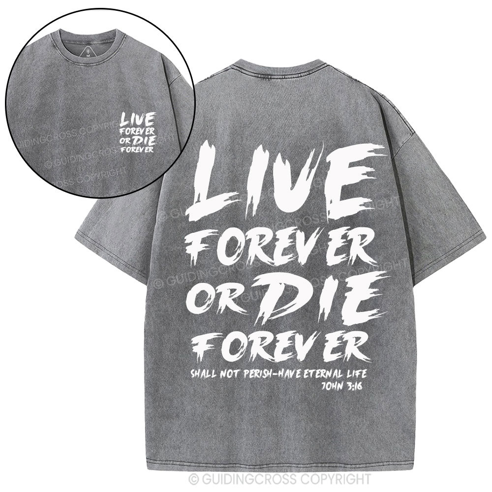 Live Forever Or Die Forever Christian Washed T-Shirt
