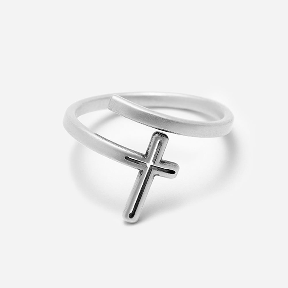 Double Wrap Cross Christian 925 Sterling Silver Ring