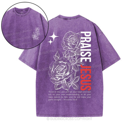 Praise Jesus  Christian Washed T-Shirt