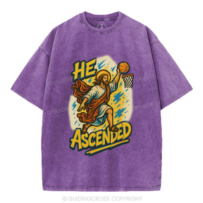 He Scended  Christian Washed T-Shirt