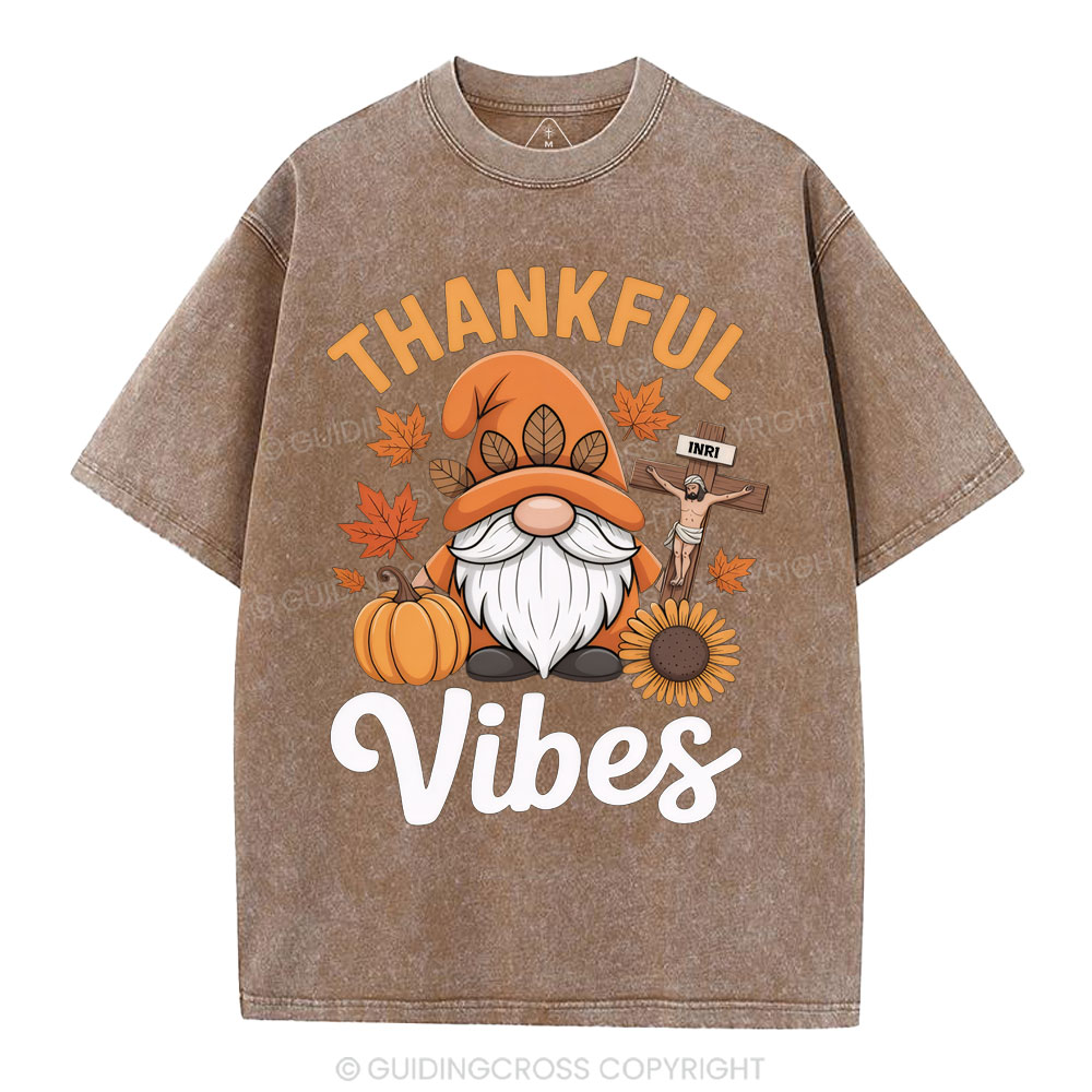 Thankful Vibes Christian Washed T-Shirt