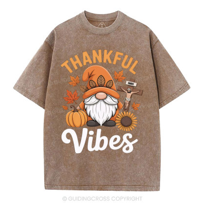 Thankful Vibes Christian Washed T-Shirt