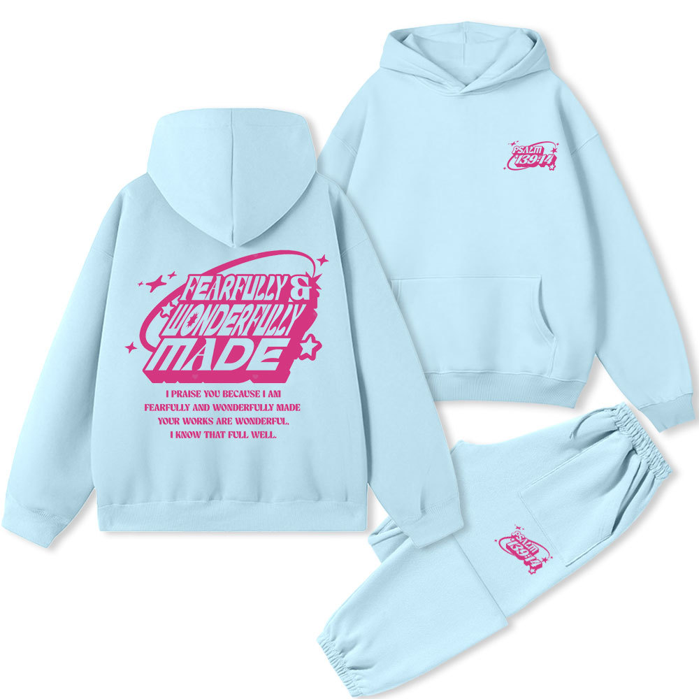 Fearfully & Wonderfully Made Christian Premium Fleece Hoodie Set