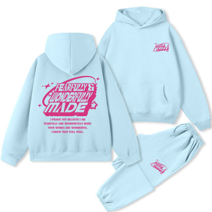 Fearfully & Wonderfully Made Christian Premium Fleece Hoodie Set
