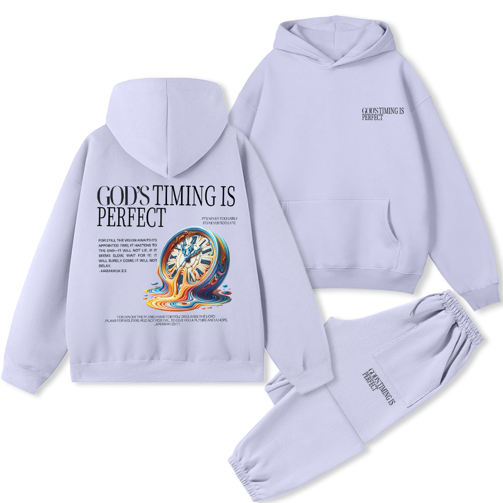 God's Timing Is Perfexct Christian Premium Fleece Hoodie Set