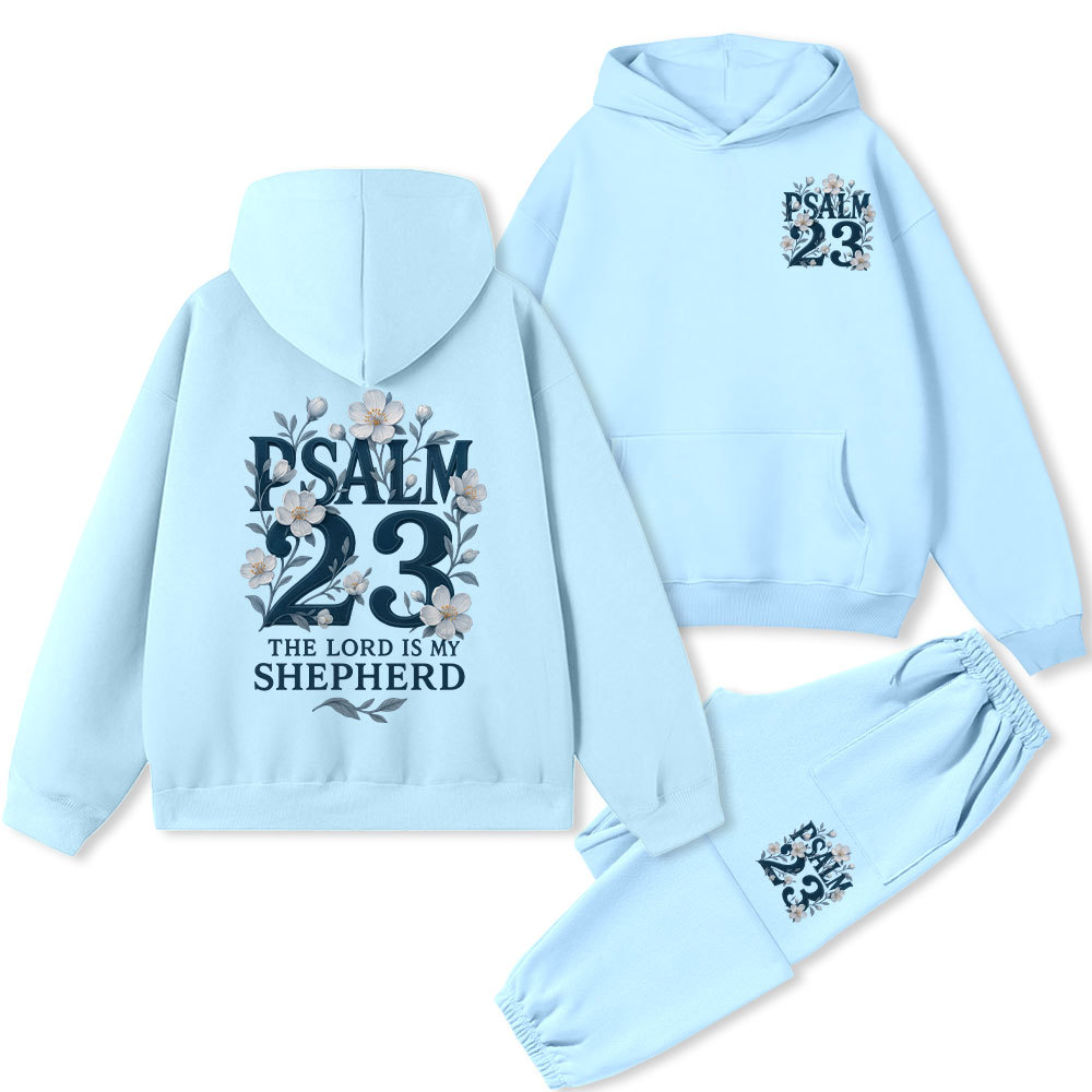 Psalm 23 Flower Christian Fleece Hoodie Set