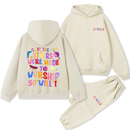 If The Stars Were Made To Worship So Will I Christian Fleece Hoodie Set