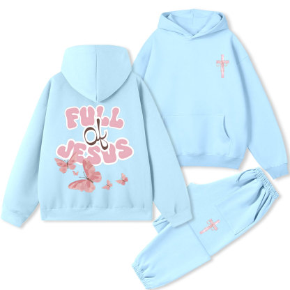 Full Of Jesus Christian Premium Fleece Hoodie Set