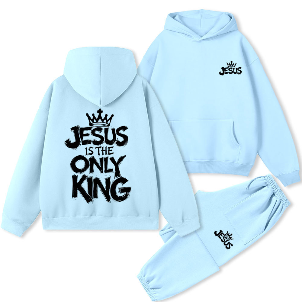 Jesus Is The Only King Christian Premium Fleece Hoodie Set
