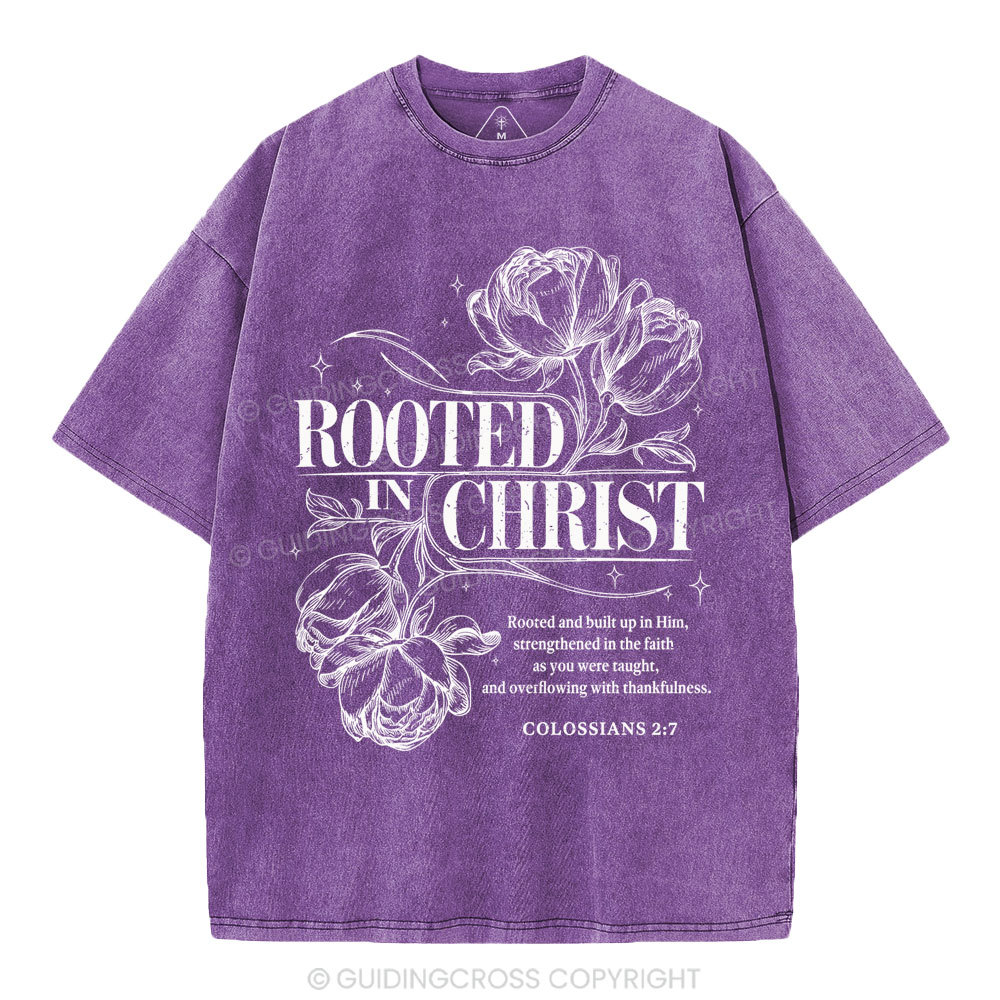 Rooted In Christ Christian Washed T-Shirt