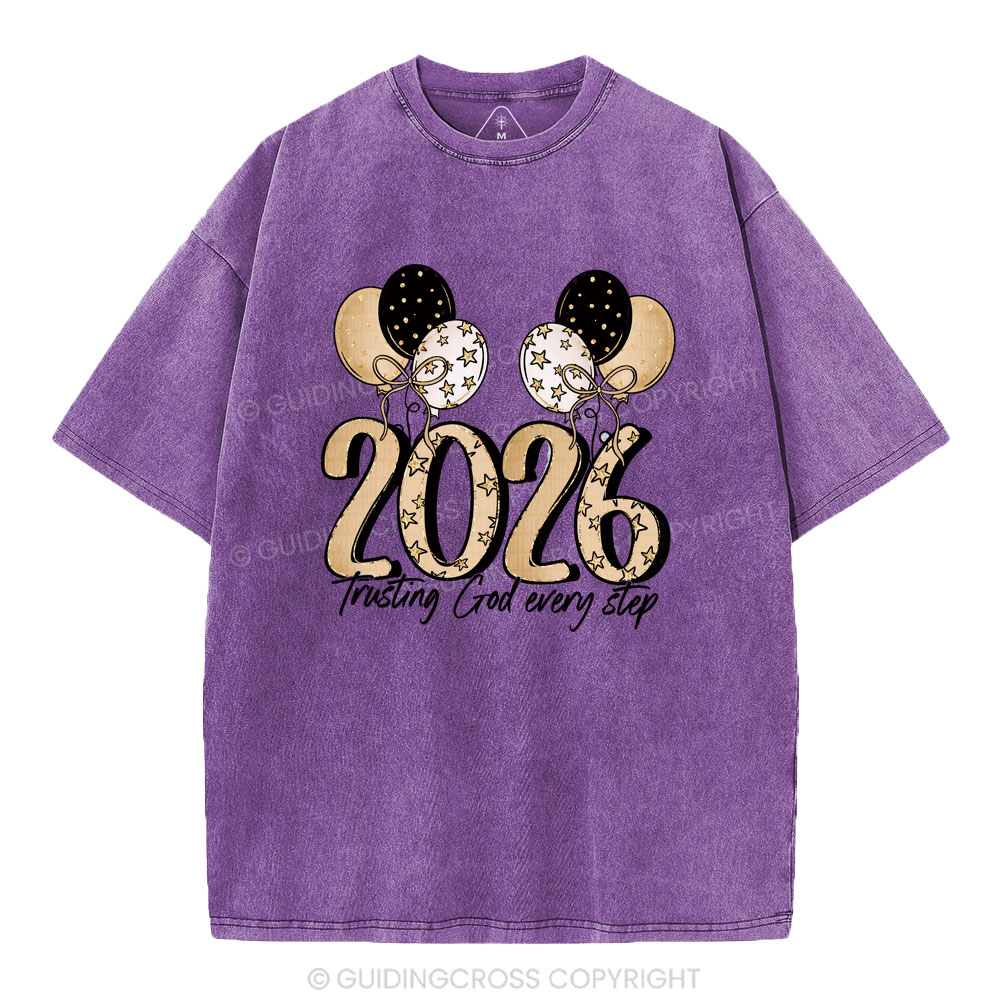 Trusting God Every Step Christian Washed T-Shirt