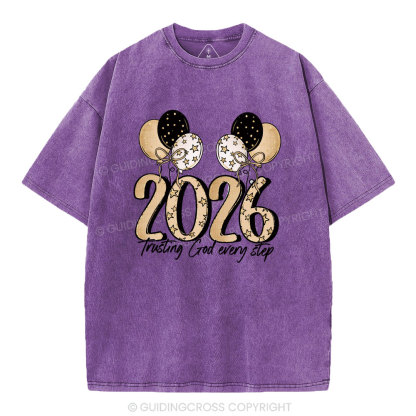 Trusting God Every Step Christian Washed T-Shirt